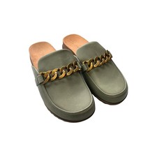 Vionic Georgie Joyful Leather Chain Mule Army Green Comfort Clog Loafer 7