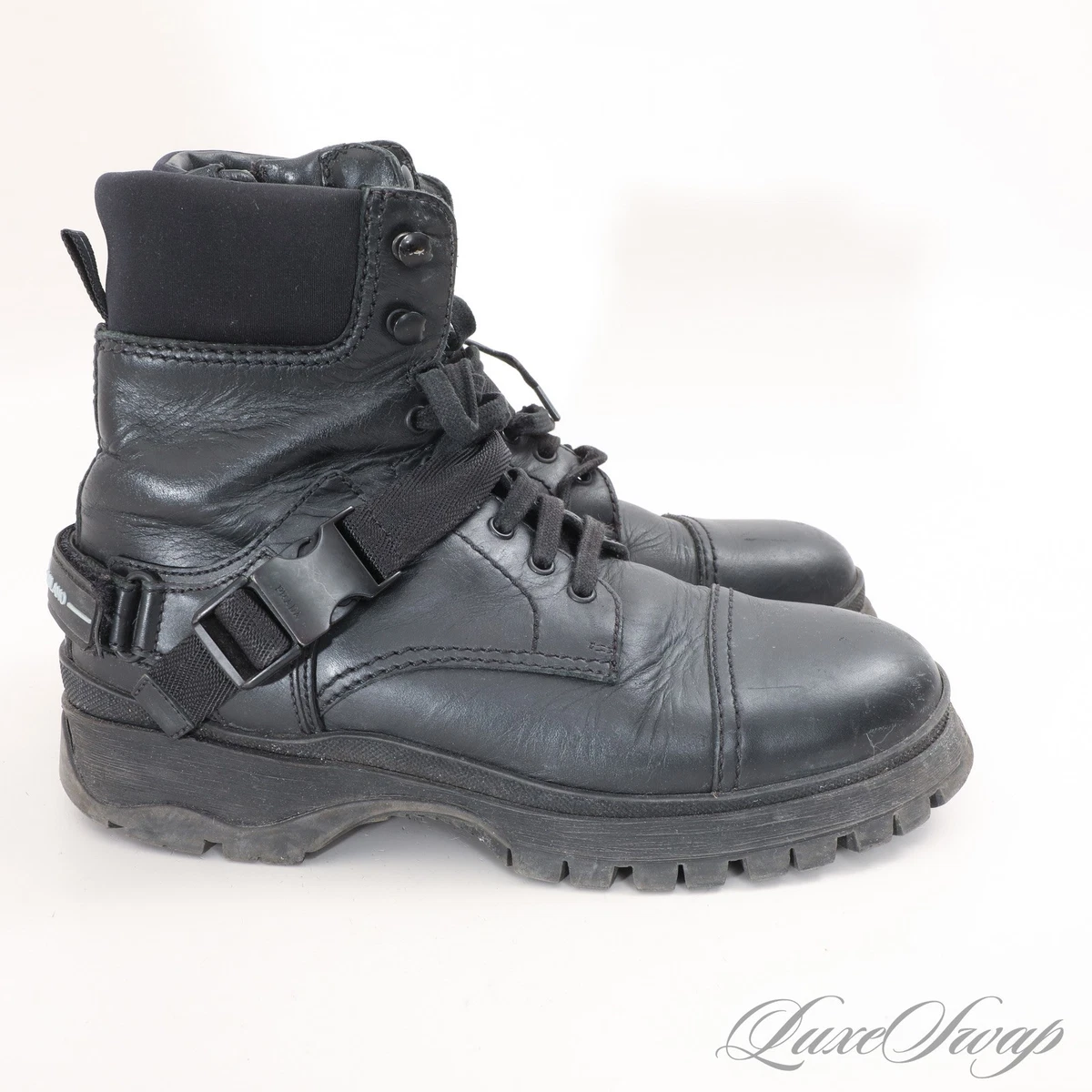 靴 PRADA Ankle Pouch Boots Vintage size36 PRADA Combat Boots for Women for sale | eBay