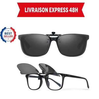 Clip solaire polarisé lunettes de vue UV400 noir Nlieanuc - Photo 1/4