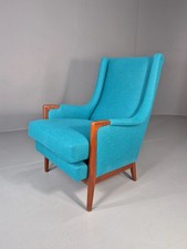 Vintage 1960s Lounge Chair Reupholstered Blue K E Ekselius For JOC EB11092 MNOR