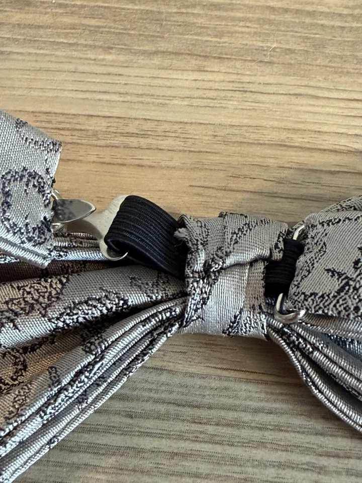 Vintage Christian Dior Herren Fliege Muster Seide Silber neu mit Verpackung rar - Bild 4 von 4