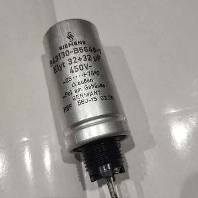 SIEMENS 32+32 uF 450 Volts Condensateur chimique Bouteille 32 + 32 µF D14