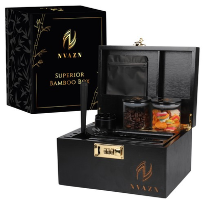 #ad #ad Stash Box Large Smell Proof Bamboo Box with Rolling Tray Storage Wood Box $29.99