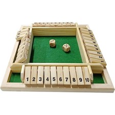 4-Player Shut The Box Dice Game Wooden Family Party Porch Pub Bar Board Game US