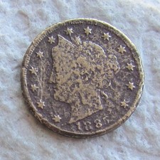 1885 Liberty V Nickel Early Rare Key Date Full  Date And   Liberty Fine Corroded