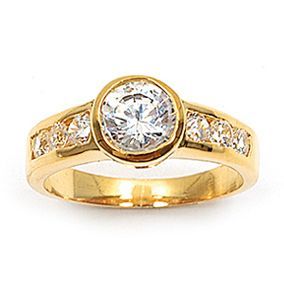 Bague Dolly-Bijoux Taille 54 Plaqué Or 18K 5 Microns Avec Diamant Cz 6 Mm - Made In France