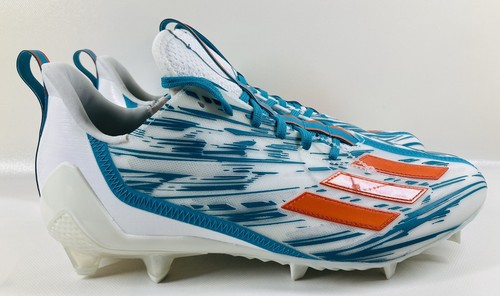 Botines de fútbol americano Adidas Adizero Miami colores naranja azulada HR1589 talla 11,5 raros - Imagen 3 de 8