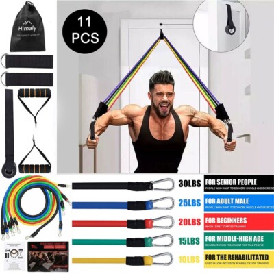 11-TEILIGES SET WIDERSTANDSBÄNDER TRAINING ÜBUNG CROSSFIT FITNESS YOGA TRAININGSSCHLÄUCHE