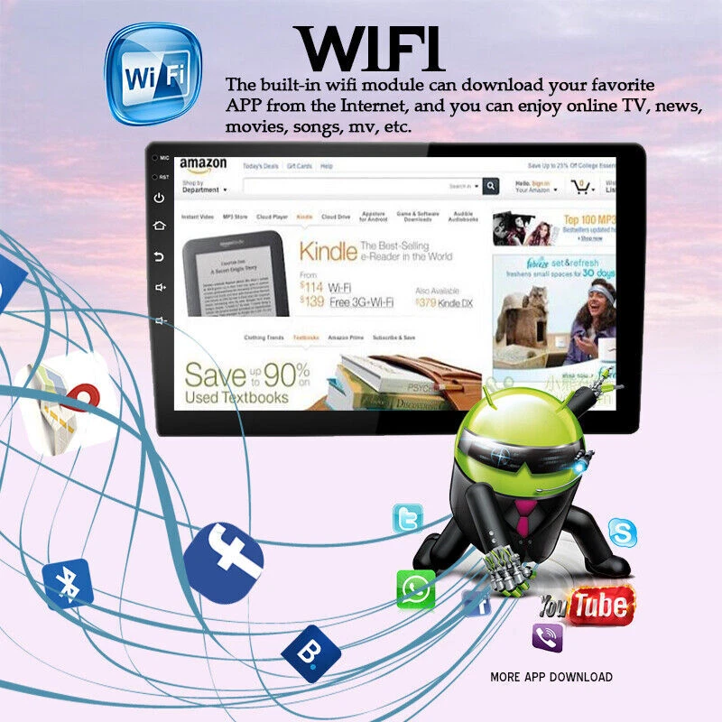 2 Din 10" Android Radio de coche Pantalla táctil Bluetooth WiFi GPS Reproductor - Imagen 3 de 4