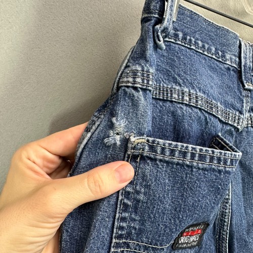 VTG Y2K Wrangler Jeans Boys 16 Carpenter Denim Blue Baggy 90s Skater Cargo 27" - Picture 15 of 17