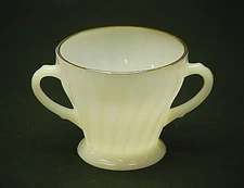 Golden Shell by Anchor Hocking 3-3/8" Open Sugar Bowl Milk White Scalloped MCM