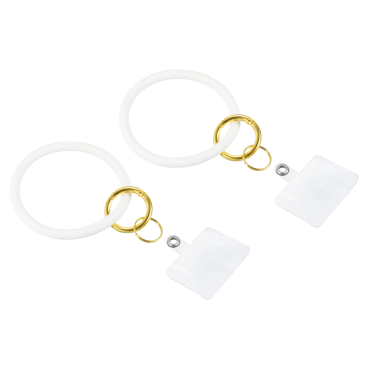2pcs Key Ring Bracelet Silicone Keychain Circle Wristlet Keyrings White