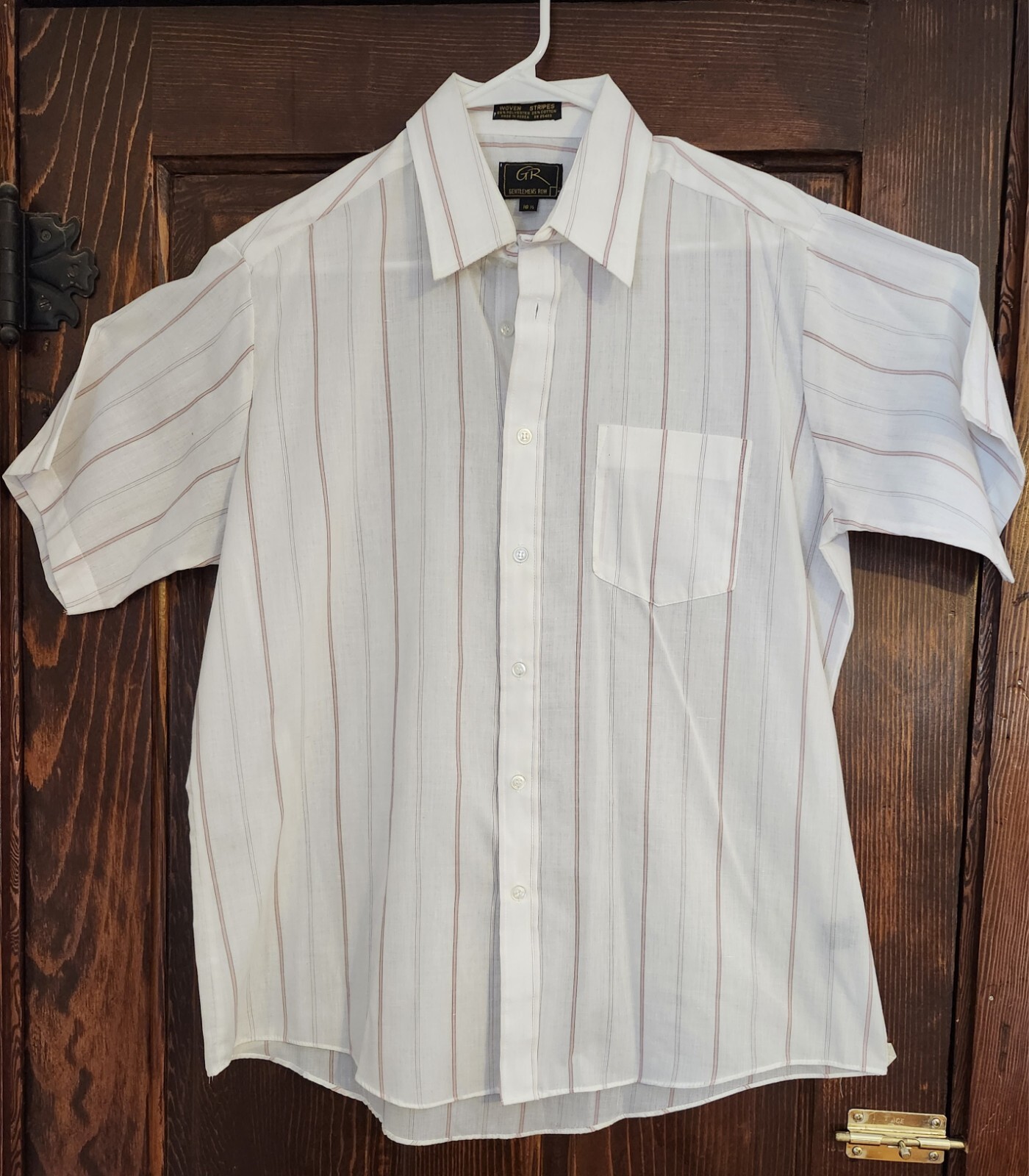 Camicia GR Gentlemen's Fila 16 5 rosa gessato su avorio manica corta con bottoni