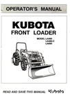 Kubota LA480 LA480C LA680 Front Loader Operators Manual