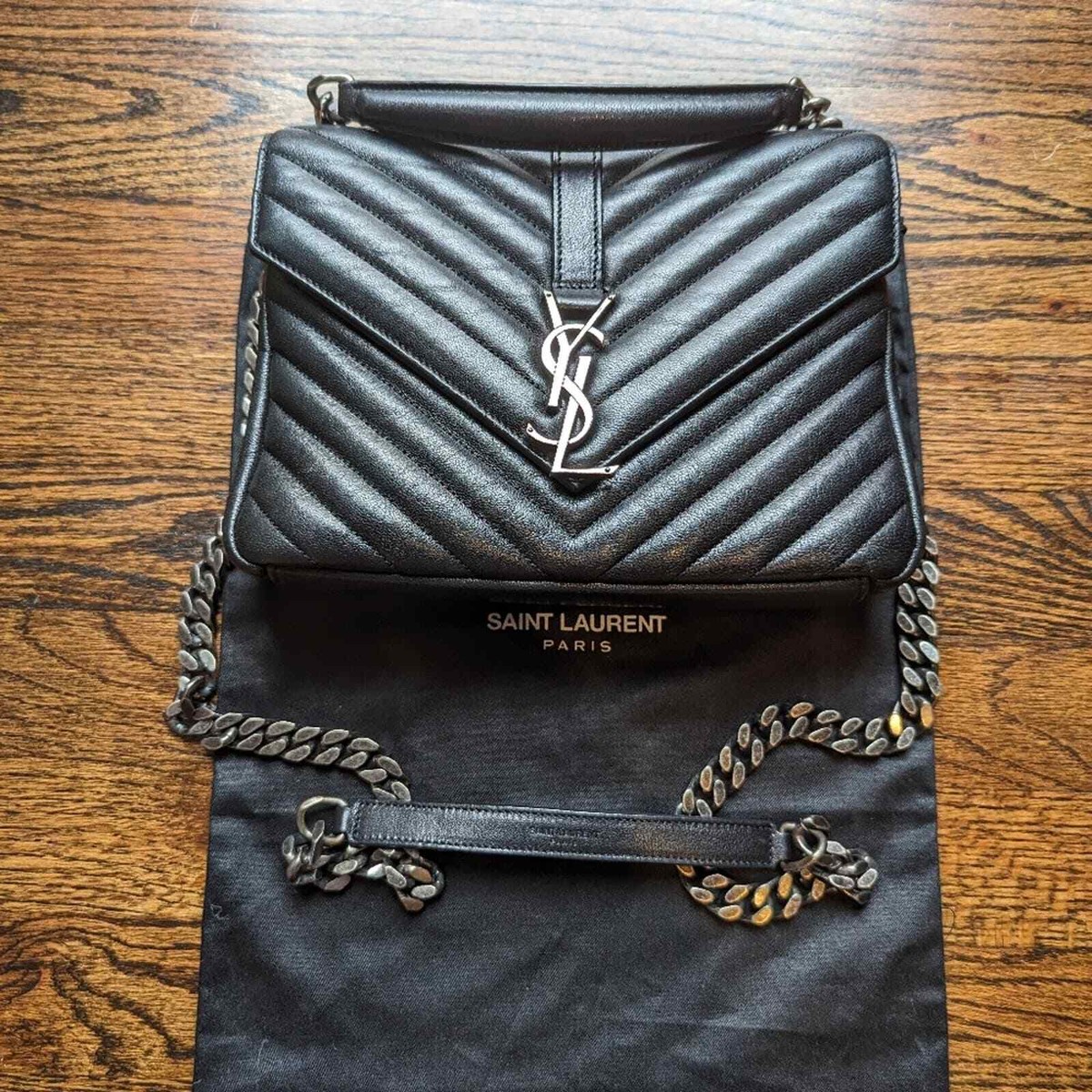 YSL College Black Gunmetal Bag Purse