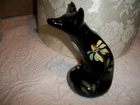 FENTON "BLACK FOX"  ART GLASS  FIGURINE  HAND PAINTED  SIGNED VL Anderson*