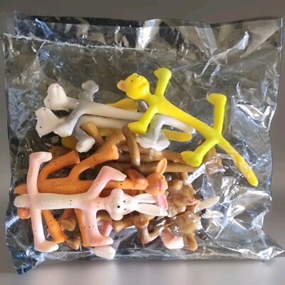 Vintage Bendable Bendy Animal Figures Lot Of 12 Cat Dog Monkey Rabbit Cow Girraf