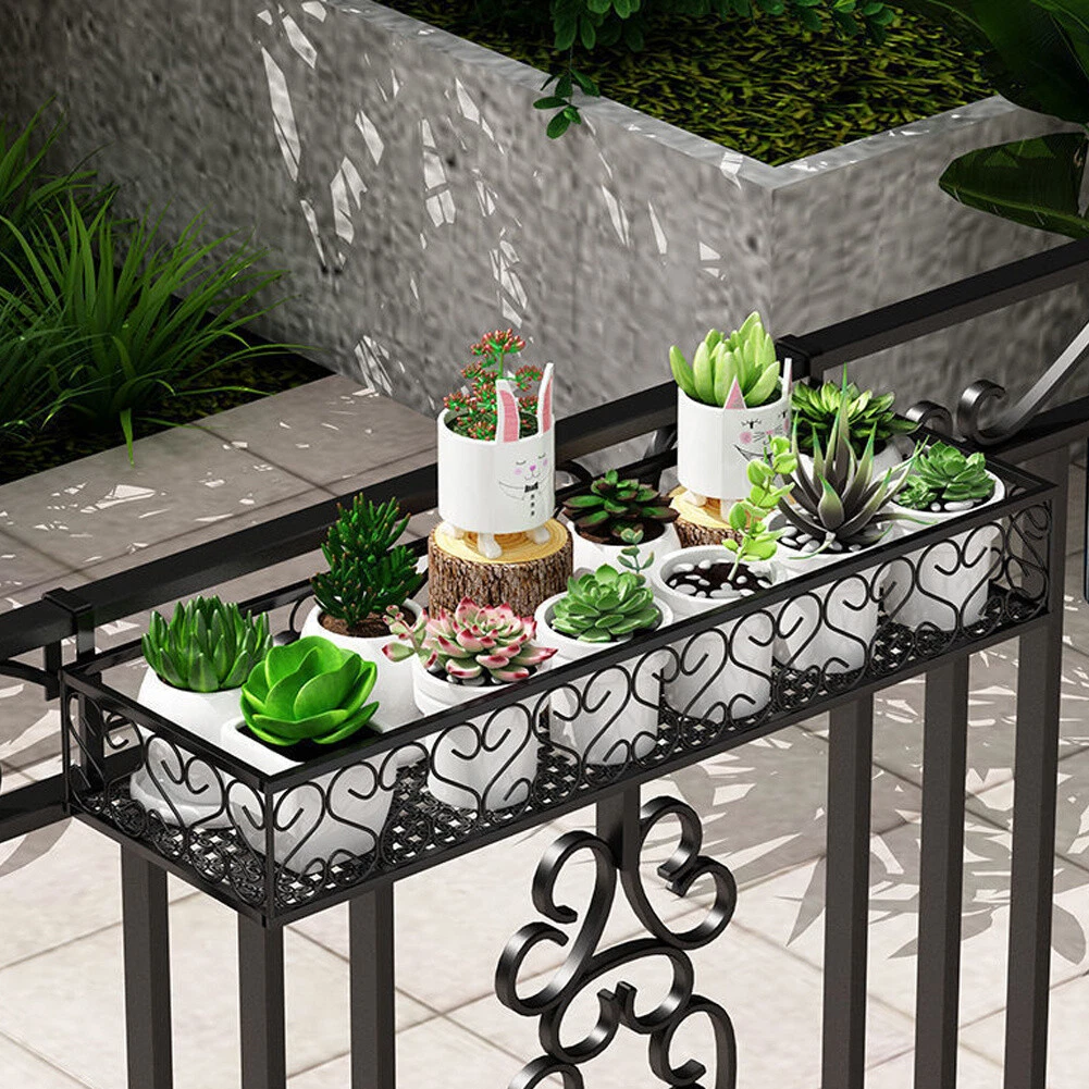 Metal Hanging Planter Plant Pots Trough Garden Fence Balcony Railing Flower Pot