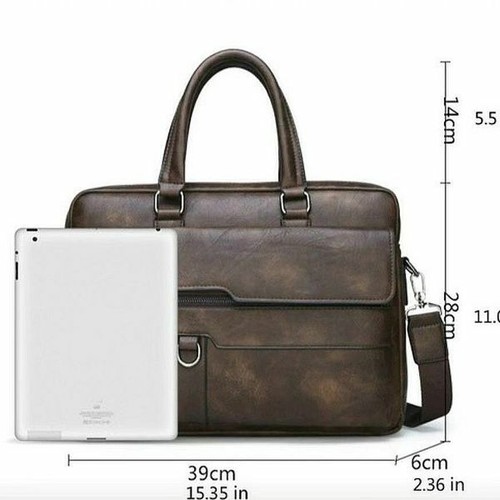 Men's Leather Handbag Tote Bag Fashion Casual Briefcase Shoulder Messenger Bags - Picture 2 of 6