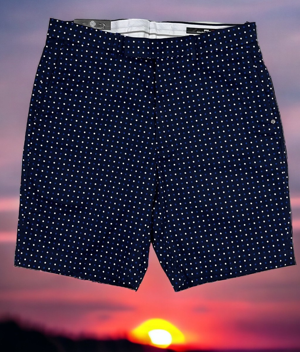 Ralph Lauren RLX PGA Golf Tour Tiger Shorts Navy Blue Dot Print