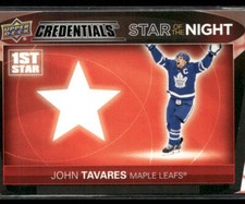 2021-22 Credentials #1S-7 John Tavares Toronto Star of the Night: First Star