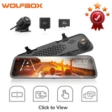 LARGER 12" 4K UHD Split Screen Mirror Dash Cam Camera 1080P Rear View 32TF