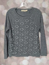 Women's/Junior's Gray Long Sleeve Shirt W/ Lace Accent Layer Size Small
