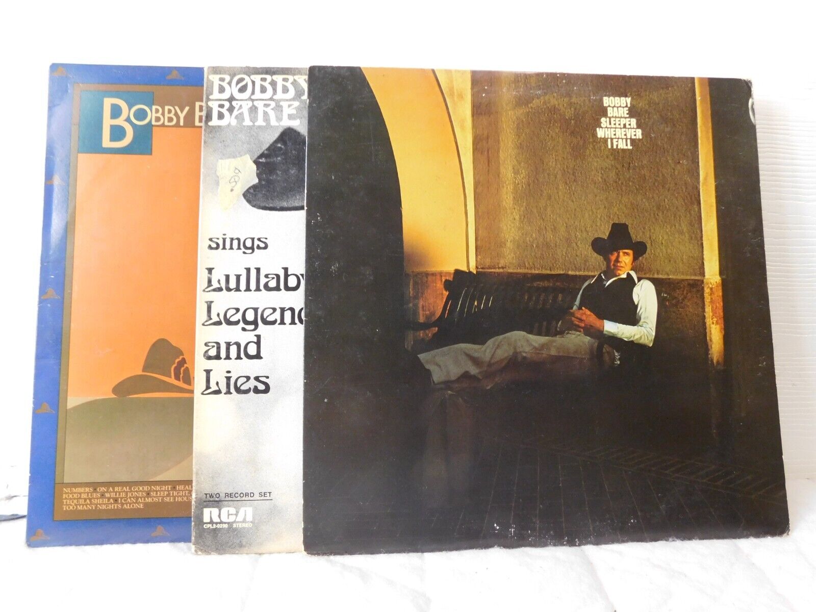 LOT OF 3 BOBBY BARE VINYL RECORD LPS -ENCORE, SLEEPER WHEREVER I FALL - A