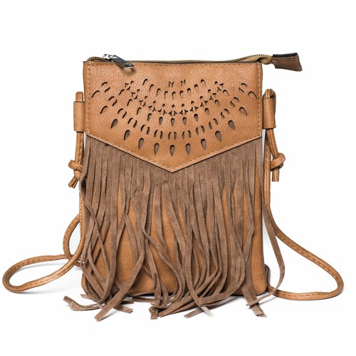 Borsa da donna borsa a tracolla crossover borsa a tracolla etnica frange modello ritaglio - Foto 5 di 11