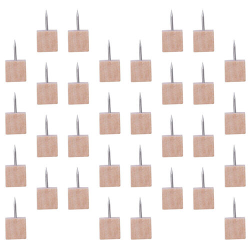  50 Pcs Creative Push Pin Thumb Tacks Photo Square Wooden Solid Office - Picture 1 of 12