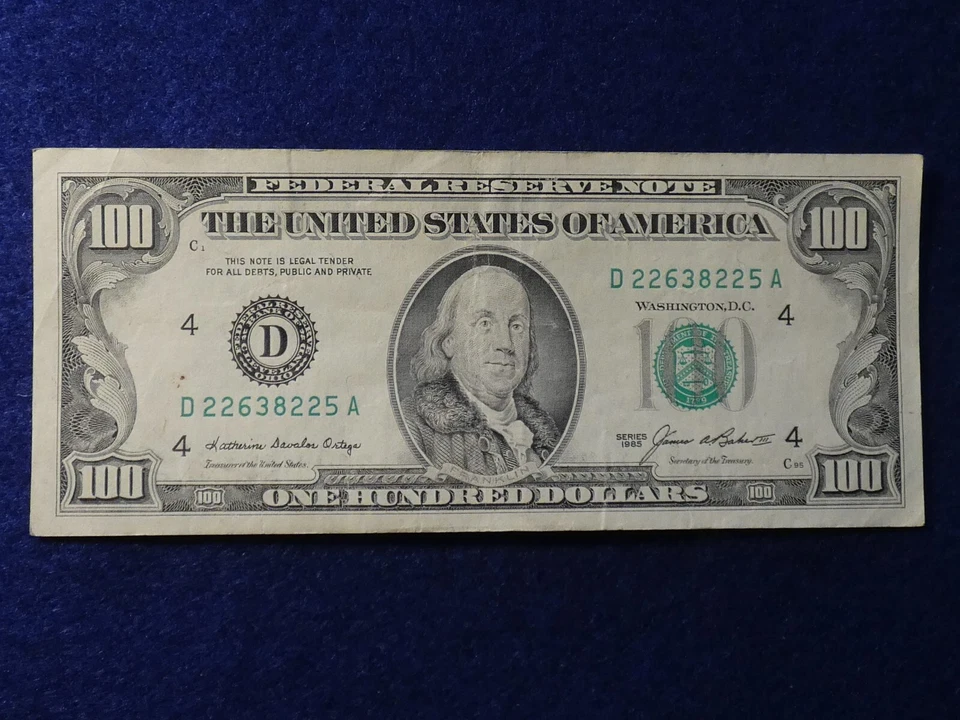 1985 (D) $100 One Hundred Dollar Bill Federal Reserve Note Cleveland Currency - Image 2 of 4