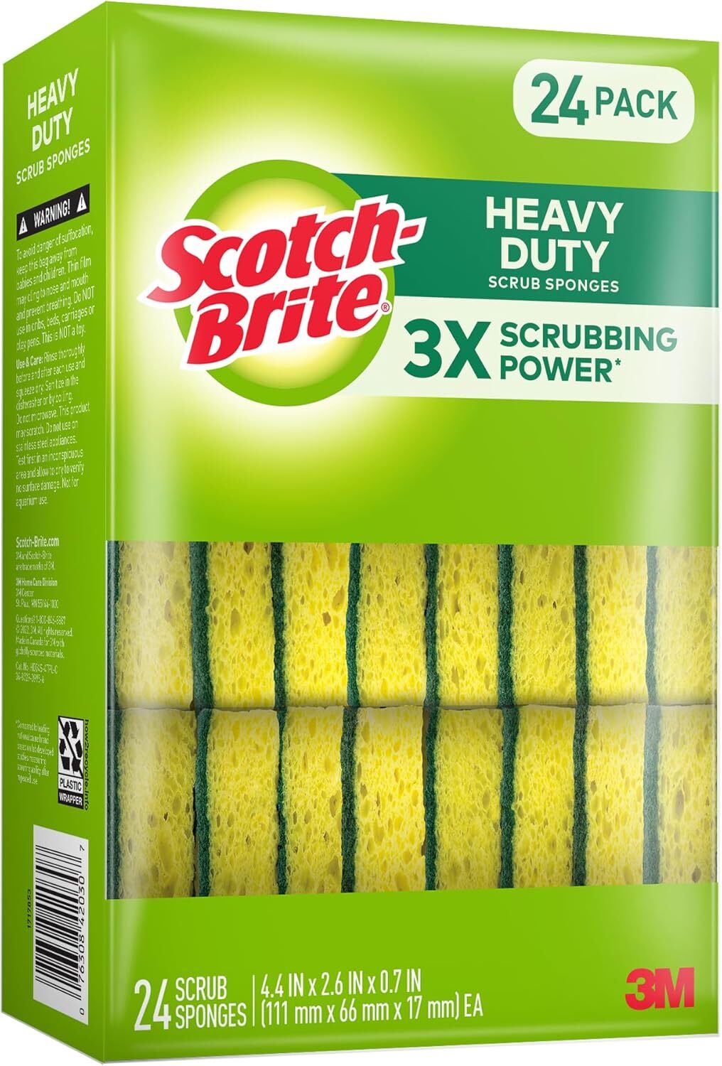 Scotch-Brite Heavy Duty Scrub Sponges, Individually Wrapped 24 ct.