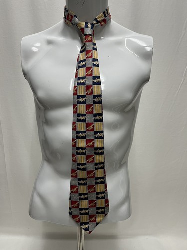 Mens Canda Pure Silk Tie Airplane Design - Picture 3 of 4