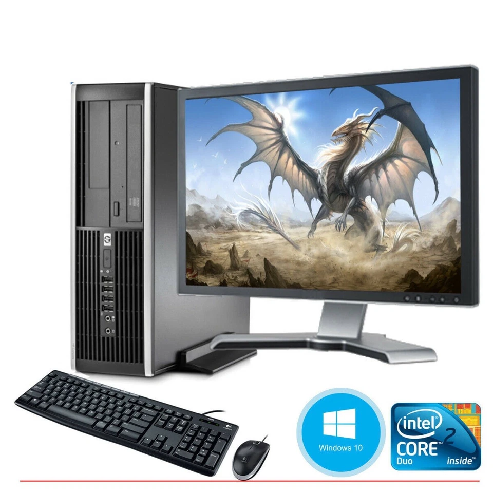 HP Desktop Computer PC Intel Core 2 Duo 4GB 500GB HD Windows 10 w/ 19" LCD WIFI - Image 2 of 2