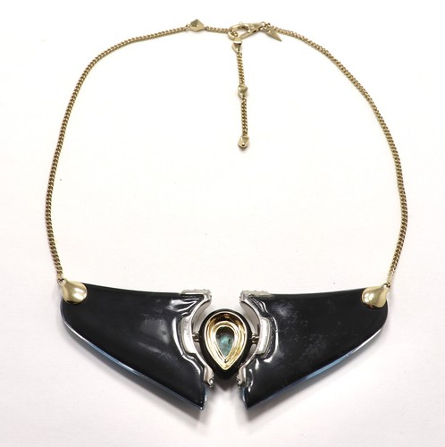 ALEXIS BITTAR BLUE LUCITE LABRADORITE AND CRYSTAL BIB NECKLACE - Picture 11 of 11