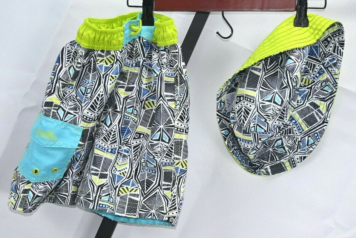 UV Skinz Swim Trunks & Hat Size 5 RN#120411 100% Polyester UPF 50+
