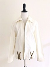 Trademark Womens Size M White Full Zip Up Jacket Collar Long Sleeves Cotton