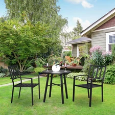 US 3Pcs Metal Patio Dining Set 2pcs Dining Chair&28" Round Dining Table Home Pub