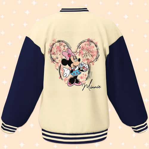Personalize Minnie Mouse Music Baseball Jacket, Matching Baseball Team Outfit