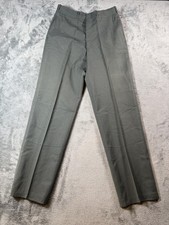 Vintage US Army Dress Pants Mens 32x34 Green Wool Serge Moth Holes Uniform 70s
