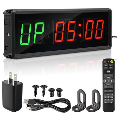 Faweskiy Upgraded Gym Timer Clock for Tabata/FBG/EMOM - Large Digital Interva...
