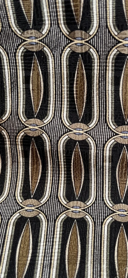 RUFFINI 100% SEDA ITALIANA HECHA EN ESTADOS UNIDOS ORO ÓXIDO NEGRO PLATA VERDE GEOMÉTRICO Foto 3 de 4