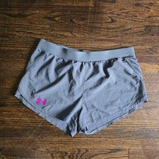 Girls Under Armour Running Shorts Youth XL Gray Fast Drying Polyester Athletic