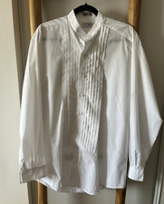Devin Michaels Men's White Pleated Front Tuxedo Shirt L 34/35 Long Sleeve