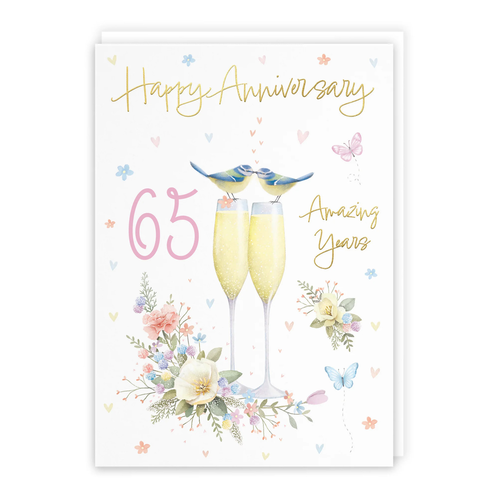 65th Anniversary Card Champagne Flutes Milo's Gallery