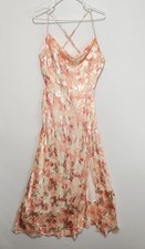 ASTR The Label Women's Size L Floral Midi Dress Cowl Neck Slip Side Slit Pink