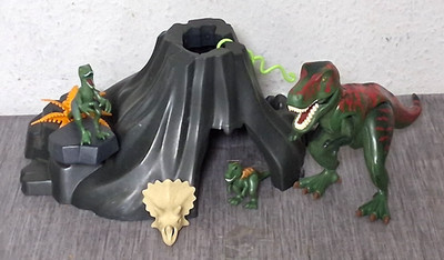 PLAYMOBIL DINOSAURIER T - REX MIT KIND & RAPTOR in FELSENLANDSCHAFT SCHÄDEL*HUZ*
