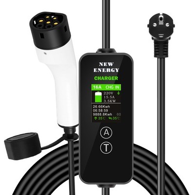 3.5KW 16A 5m EV Heim Ladegerät Typ2 Schuko Einstellbarer Strom EV Ladekabel DE