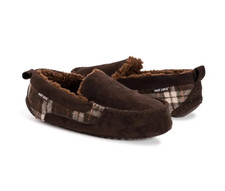 MUK LUKS Mens Faux Suede Cozy Plaid Moccasin SLIPPERS  2 Colors  9M-13M NWT