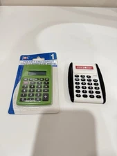 Lot of 2 Pocket Calculators – Jot Green (New), Restonic Promo Calculator (Used)